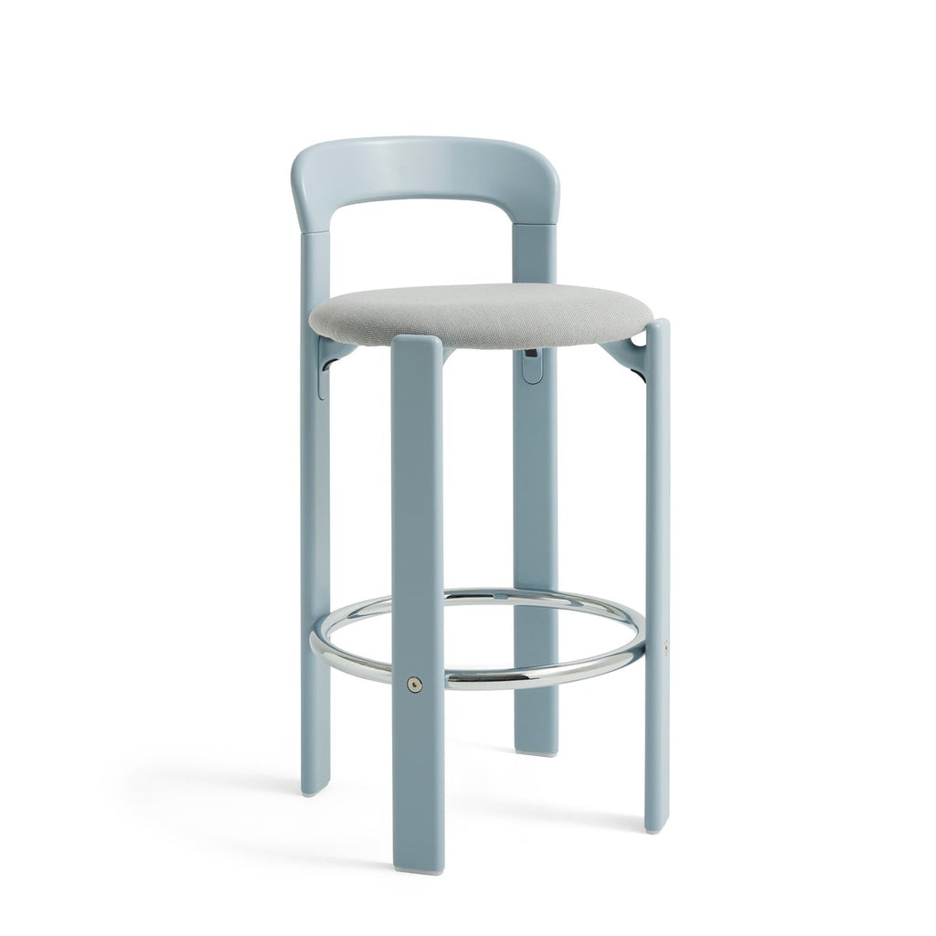 Rey Bar Stool H65 Upholstered Seat - Slate Blue