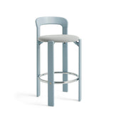 Rey Bar Stool H65 Upholstered Seat - Slate Blue