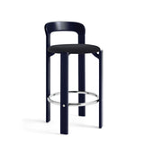Rey Bar Stool H65 Upholstered Seat - Deep Blue