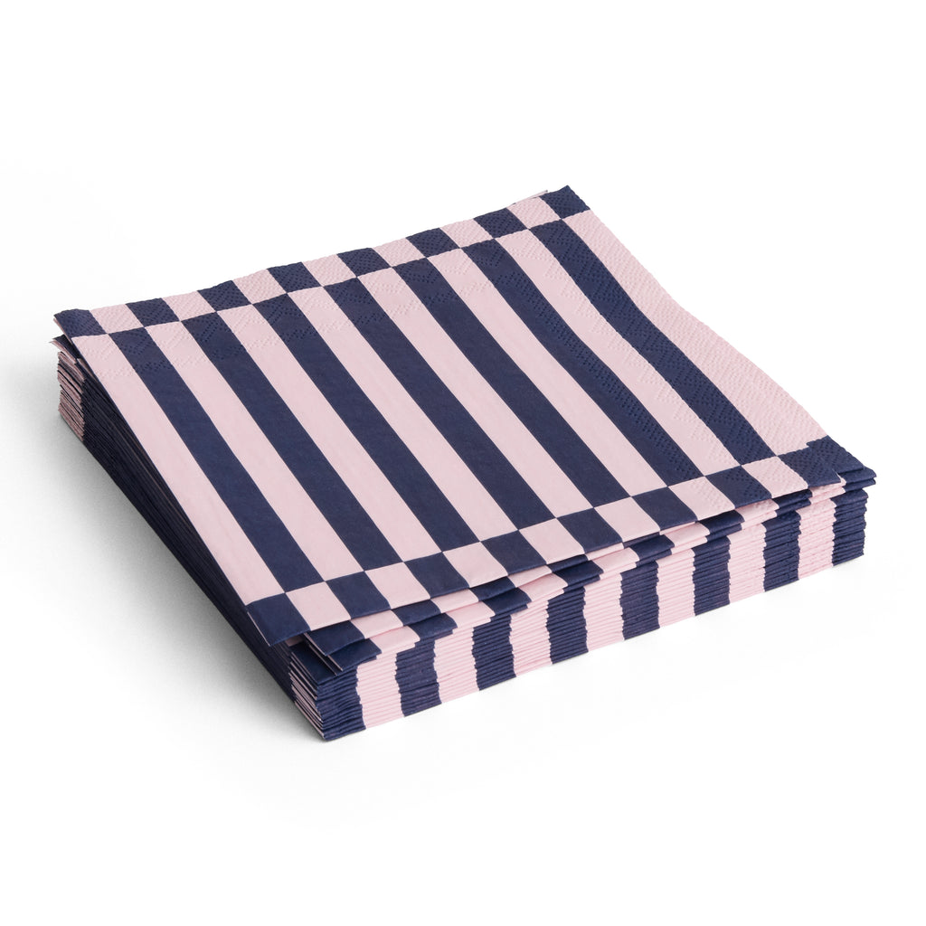 Pattern Napkins - Set of 20 - Light pink and dark blue pillar stripe