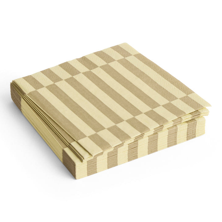 Pattern Napkins - Set of 20 - Cream and sand pillar stripe