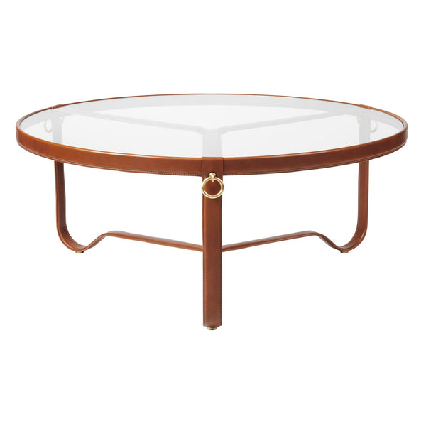 Adnet Coffee Table - Tan Leather