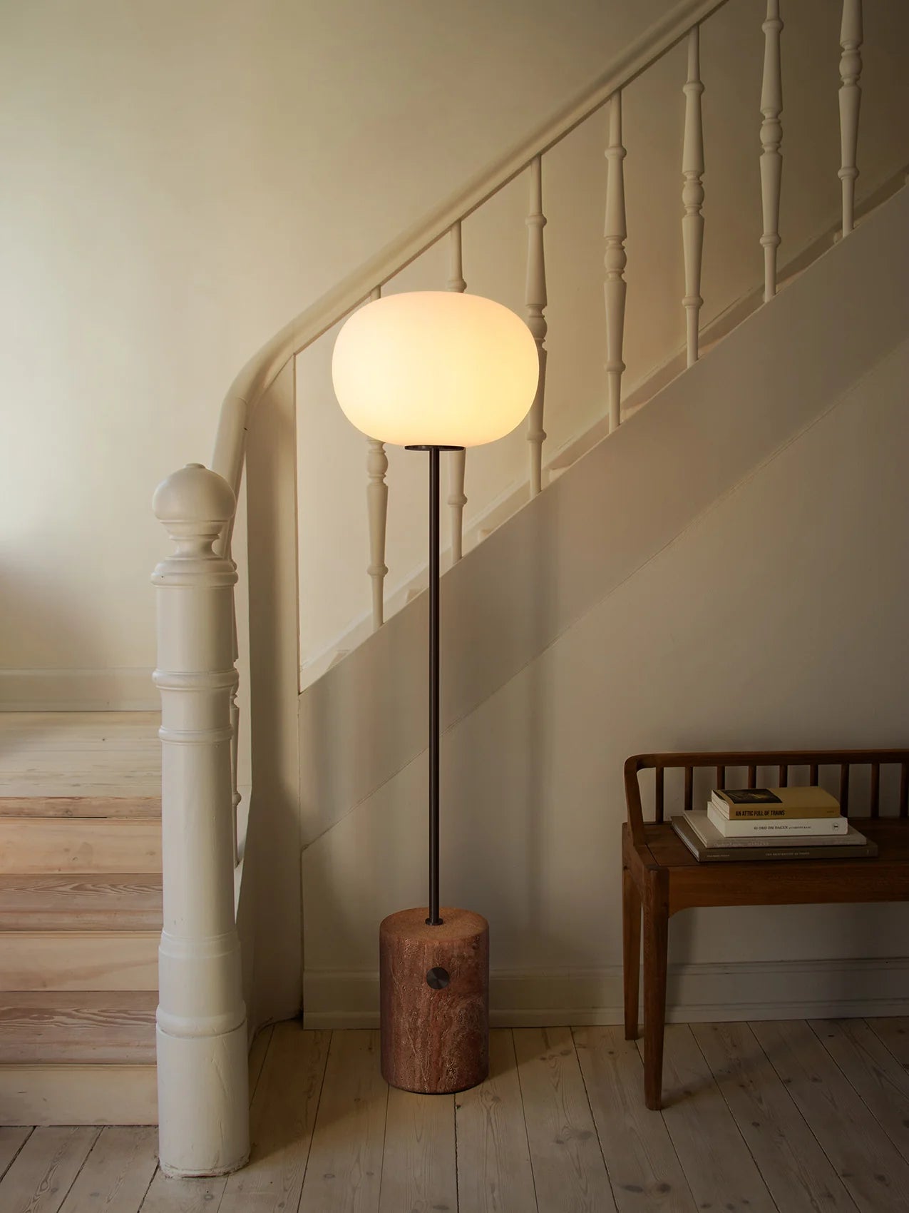 JWDA Floor Lamp - Red Travertine Stone | Bronzed Brass