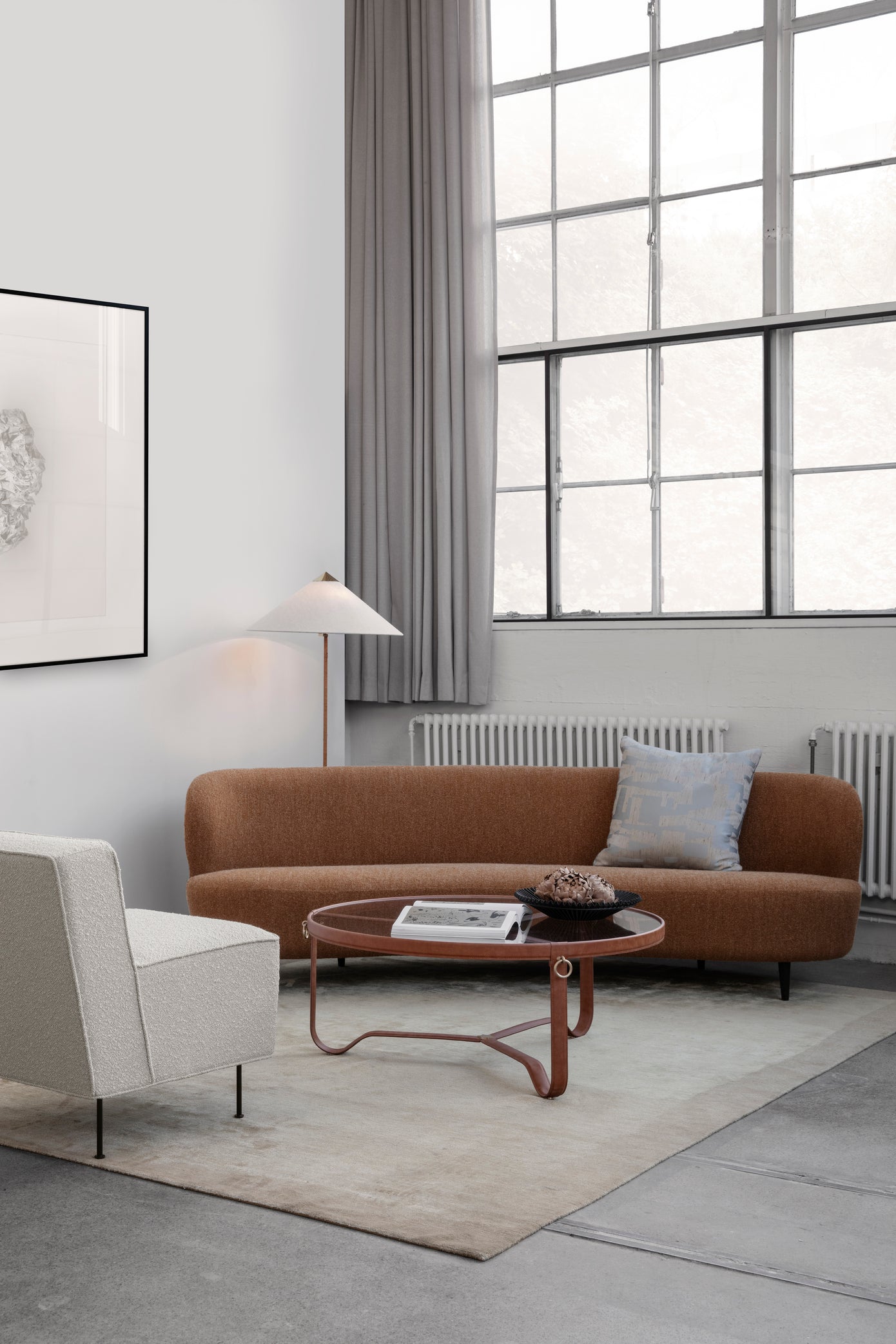 Adnet Coffee Table - Tan Leather
