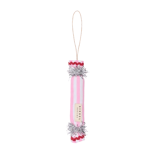 Crackers Ornament - Pink Wide Stripes