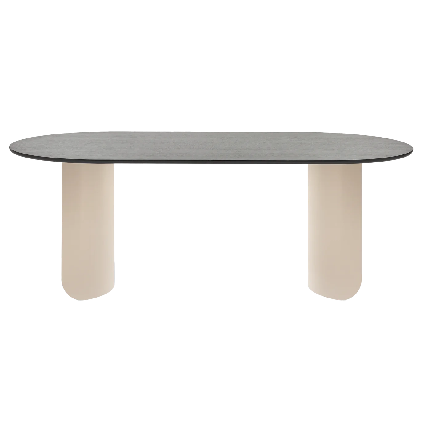 Plateau Dining Table Oval - Black Top, Sand Frame