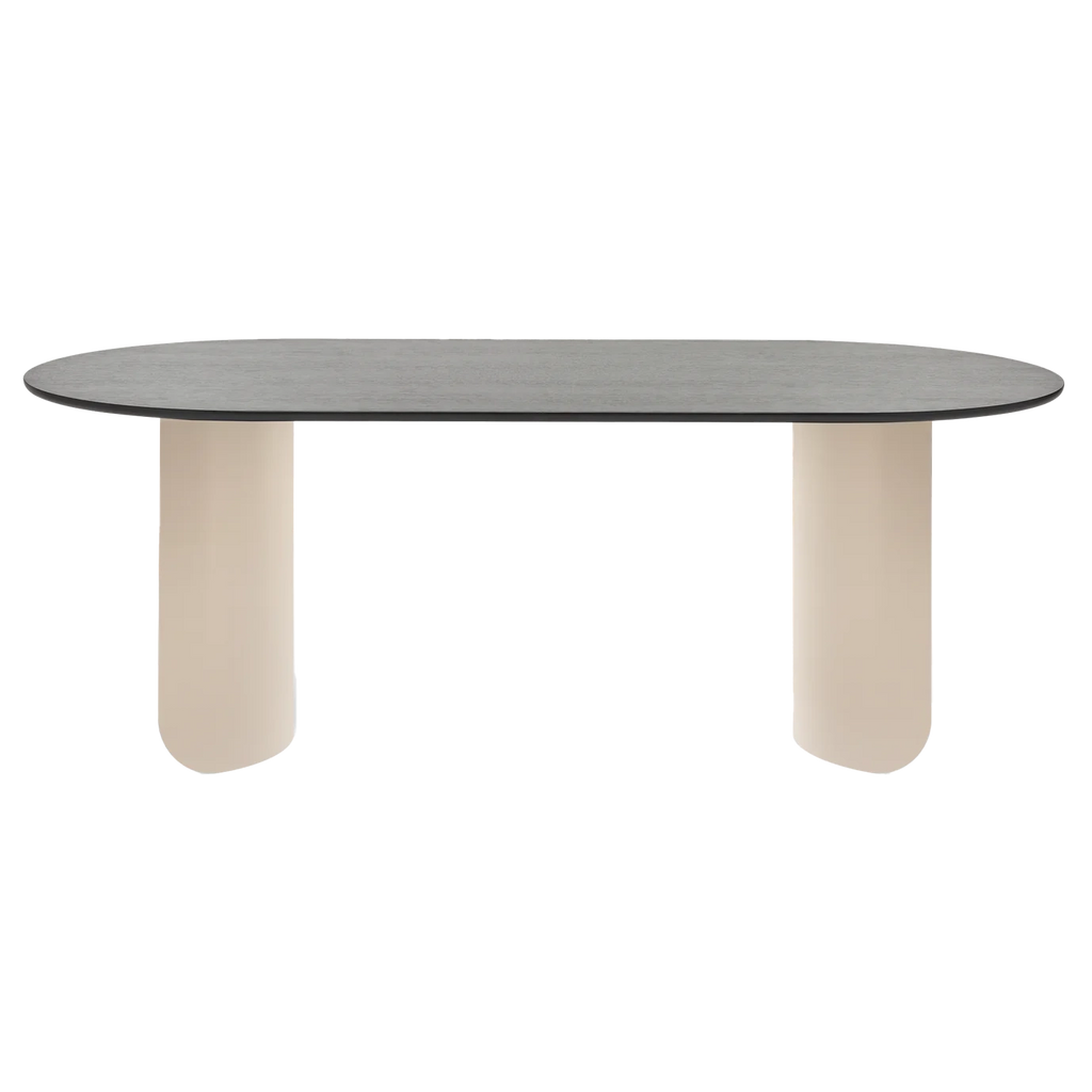 Plateau Dining Table Oval - Black Top, Sand Frame