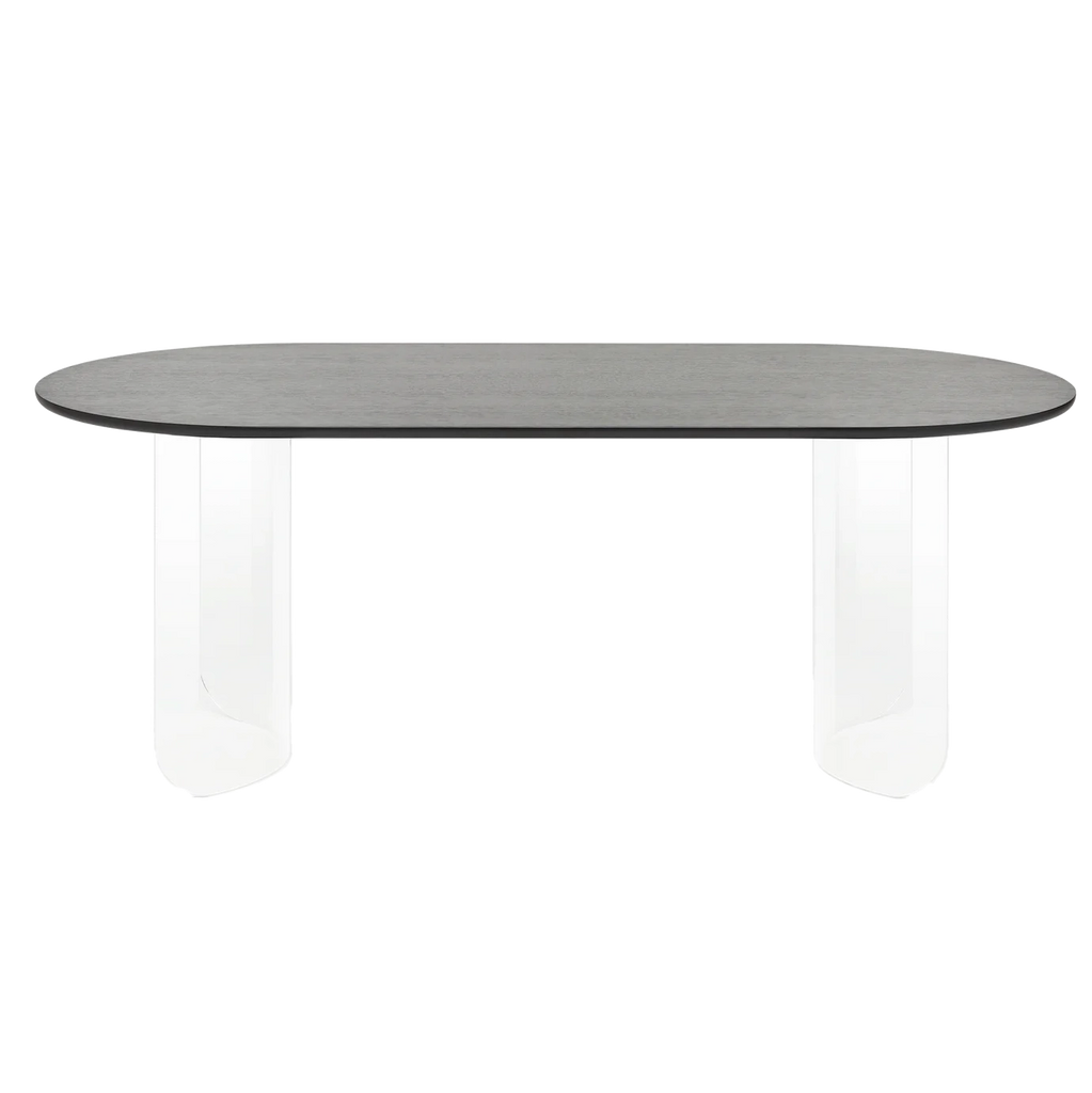 Plateau Dining Table Oval - Black Top, Transparent Frame