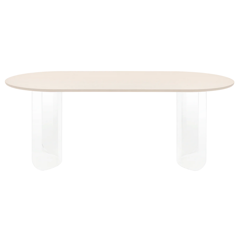 Plateau Dining Table Oval - Sand Top, Transparent Frame