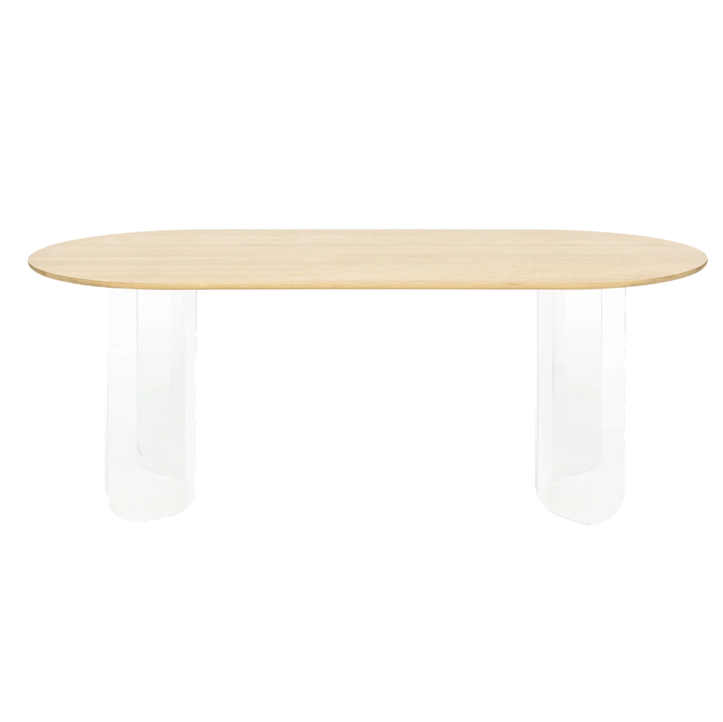 Plateau Dining Table Oval - Oak Top, Transparent Frame