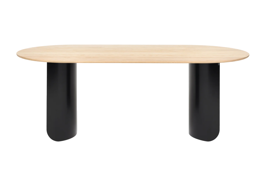 Plateau Dining Table Oval - Oak Top, Black Frame