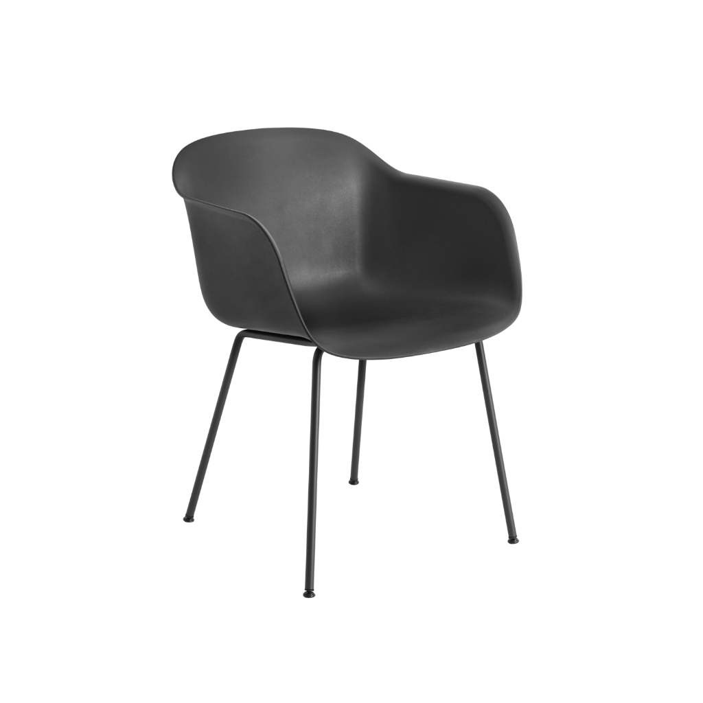 Fiber Armchair Black, Tube Base