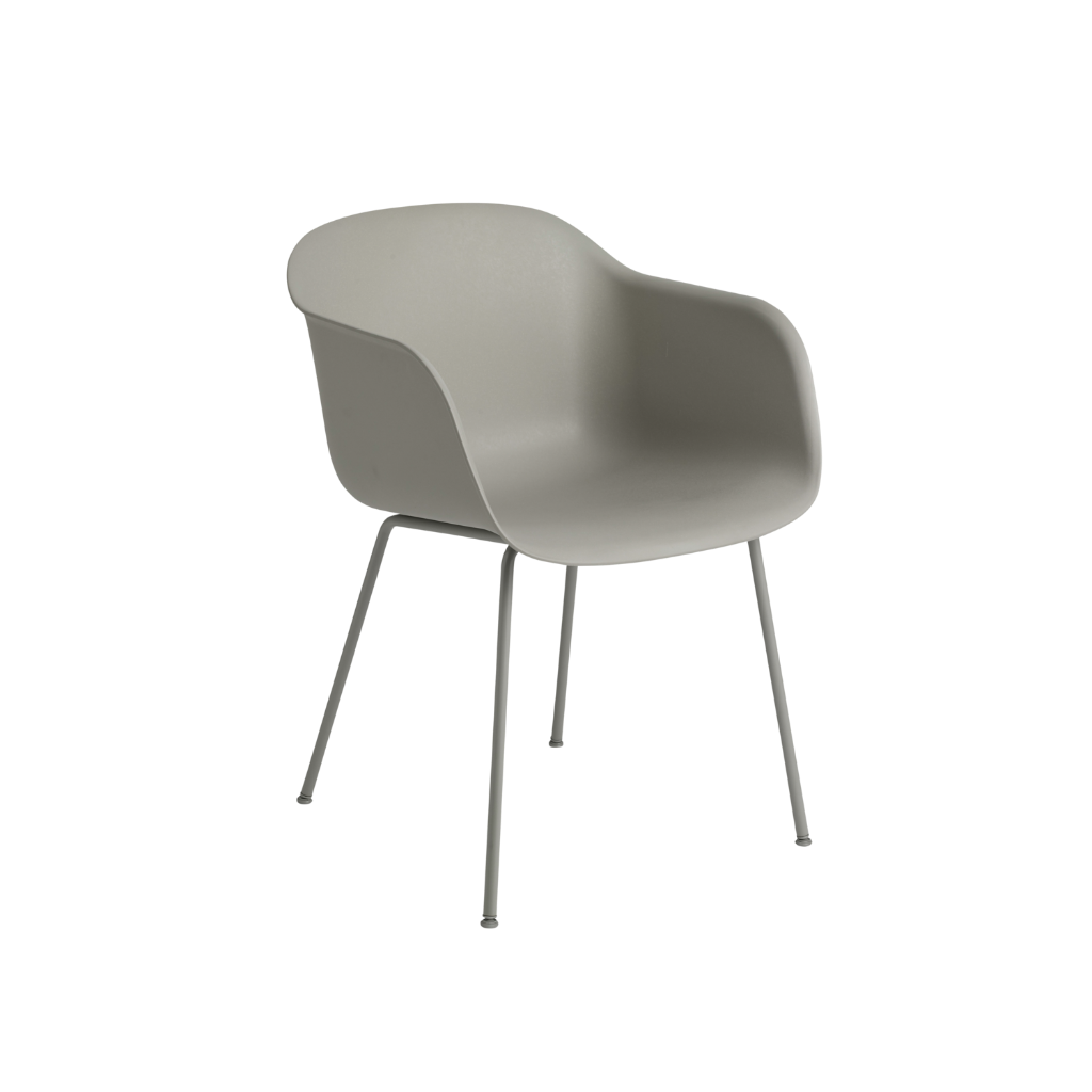 Fiber Armchair Grey, Tube Base
