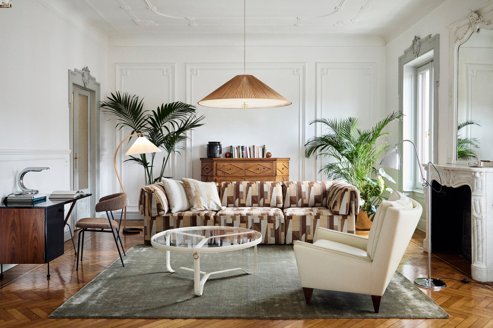 Adnet Coffee Table - Cream Leather