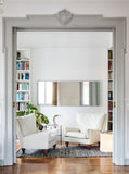 Adnet Wall Mirror Rectangular - Cream Leather