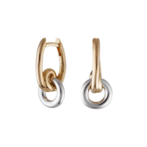 Loop Drop Hoop Earrings - Mixed Metals