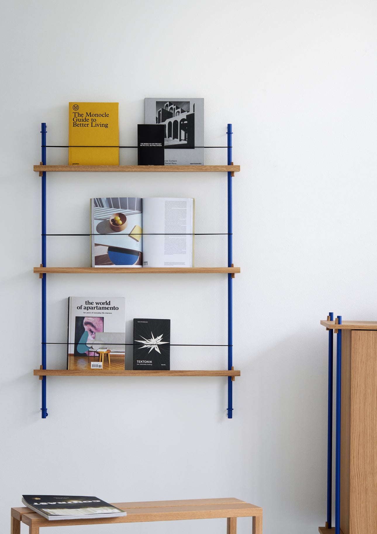 Magazine Shelving –Oak/Deep-Blue - MS.65.1