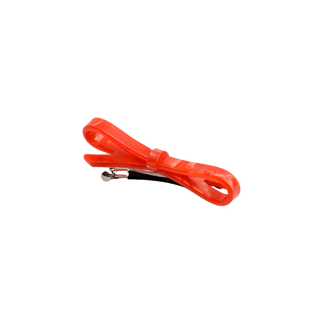 Mini Bow Barrette - Red Pearl