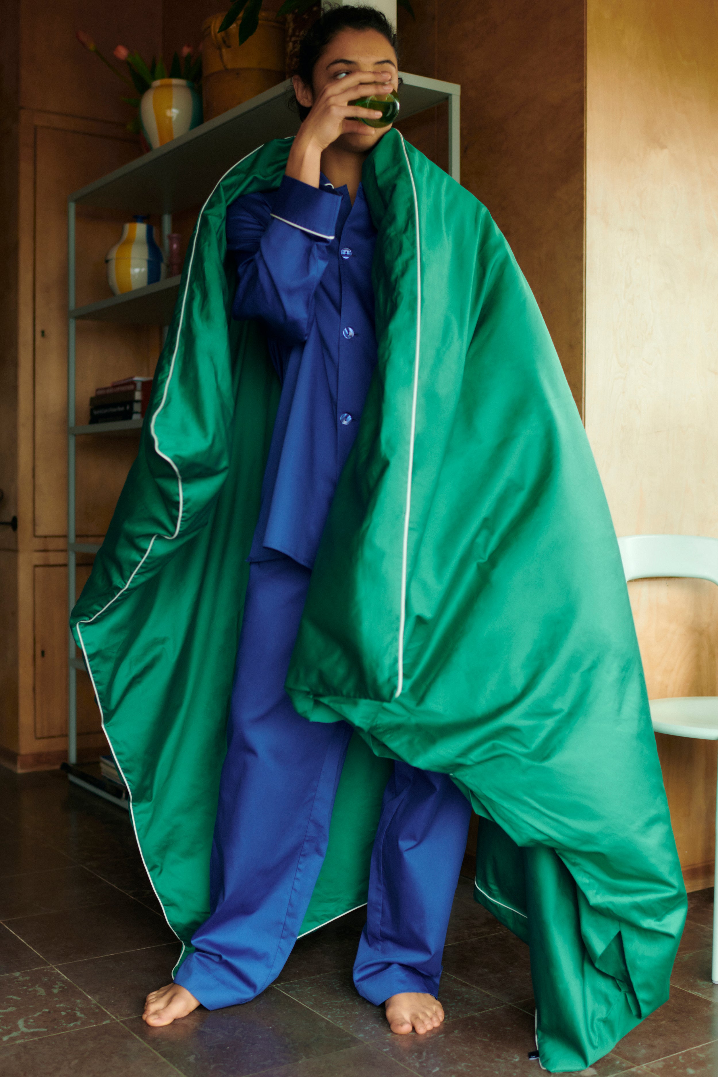 Pijama Outline Camasa cu maneca lunga - Vivid Blue