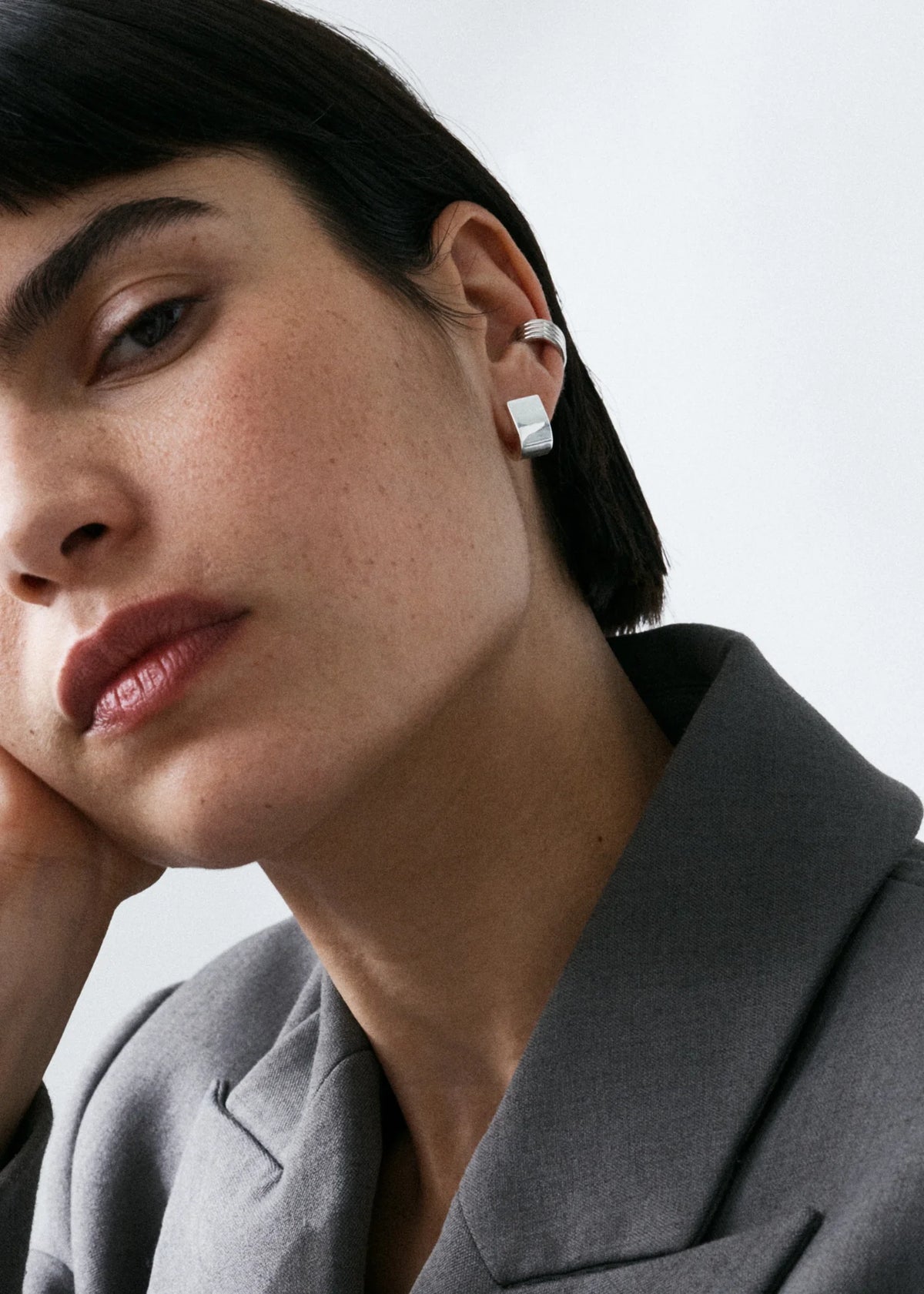 Chunky Square Huggie Earrings