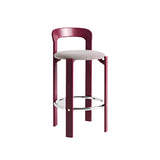 Rey Bar Stool H65 Upholstered Seat - Grape Red
