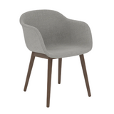 Fiber Armchair, Full Upholstery, Wood Base