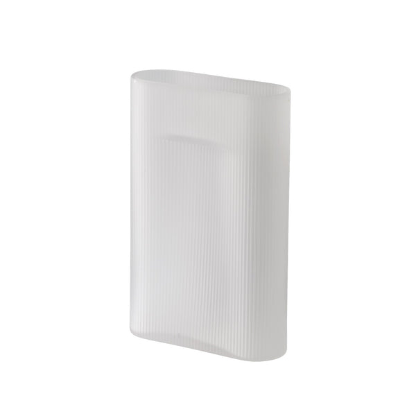 Ridge Vase - H35 - White Frosted Glass