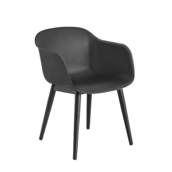 Fiber Armchair Black, Wood Base