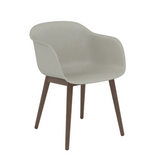 Fiber Armchair Grey, Wood Base