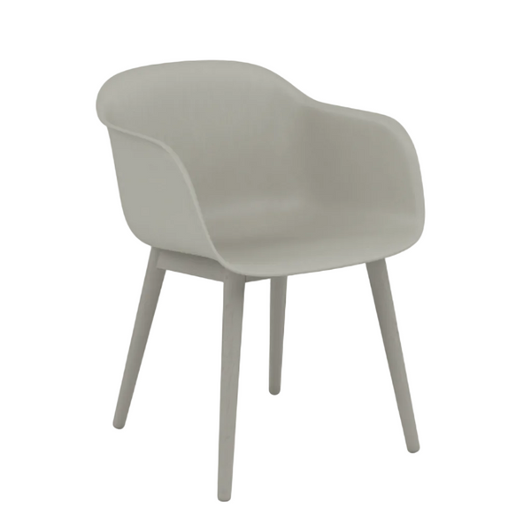 Fiber Armchair Grey, Wood Base