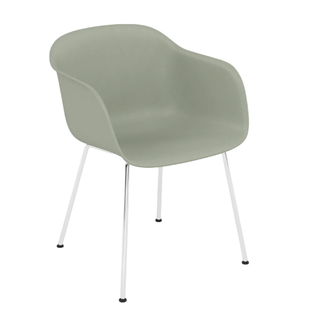 Fiber Armchair Dsuty Green, Tube Base