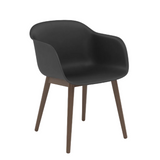 Fiber Armchair Black, Wood Base