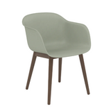 Fiber Armchair Dusty Green, Wood Base