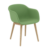 Fiber Armchair, Full Upholstery, Wood Base