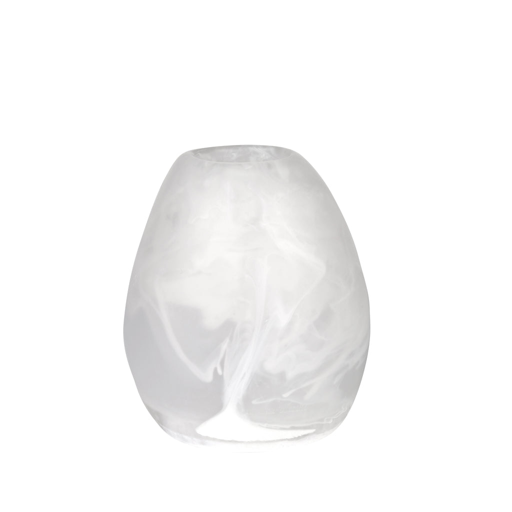 Large Stone Vase - Swirl White Clear