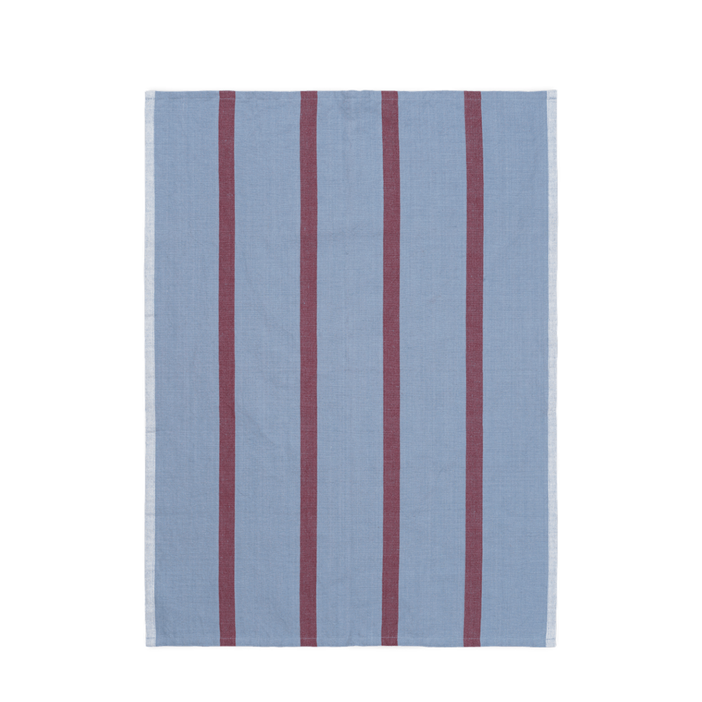 Hale Tea Towel - Faded Blue/Burgundy