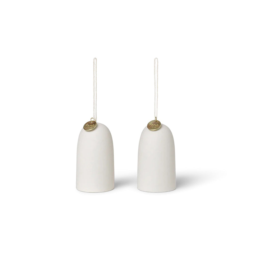 Bell Ceramic Ornament - Set of 2 - Off-White