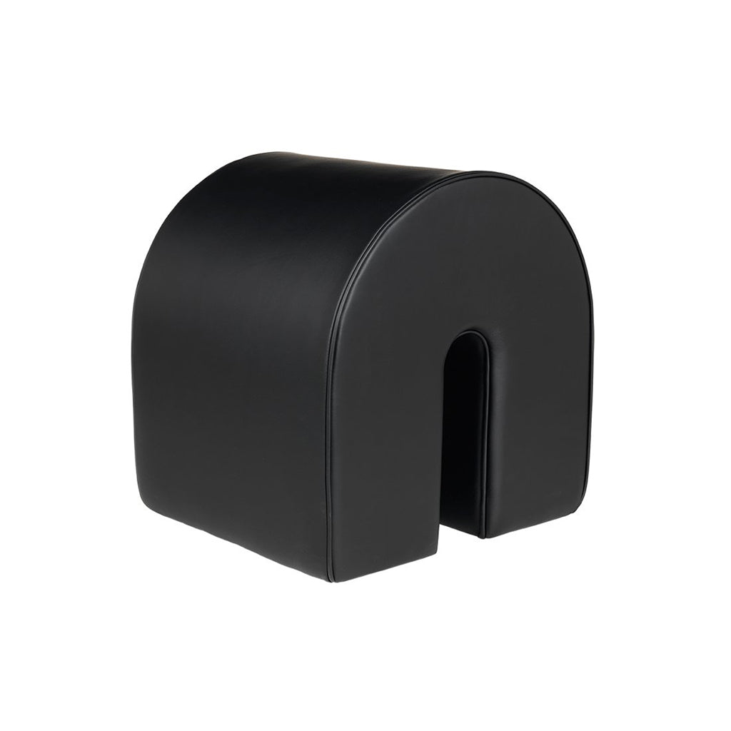 Curved Pouf | Black Leather