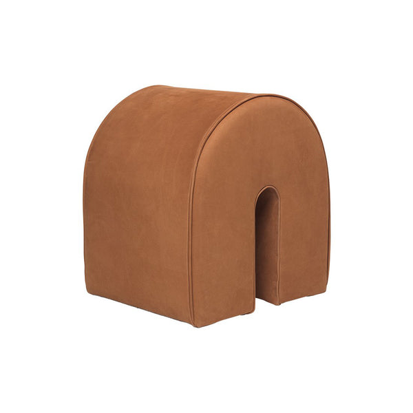 Curved Pouf | Cognac Brown Leather