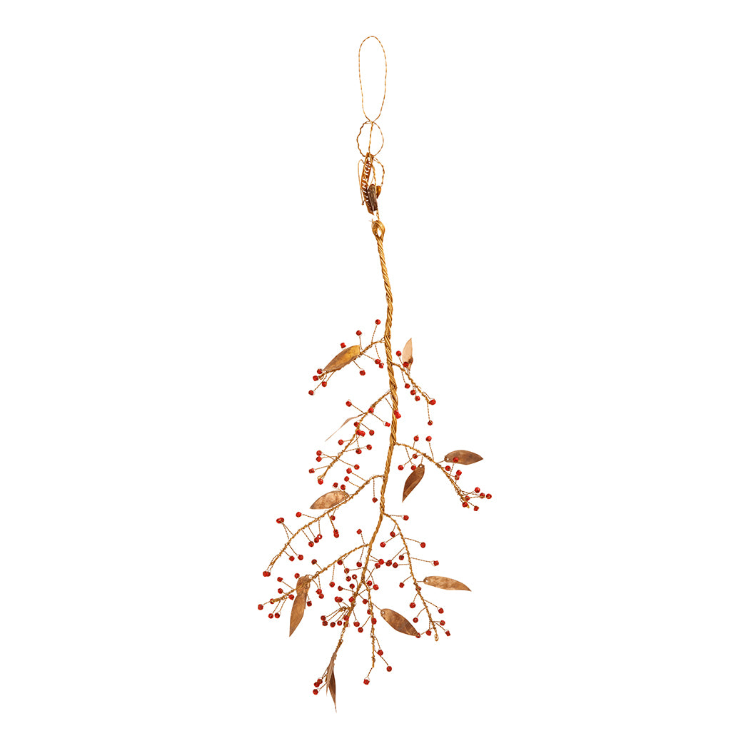 Ornament Brass & red berry branch - Mare