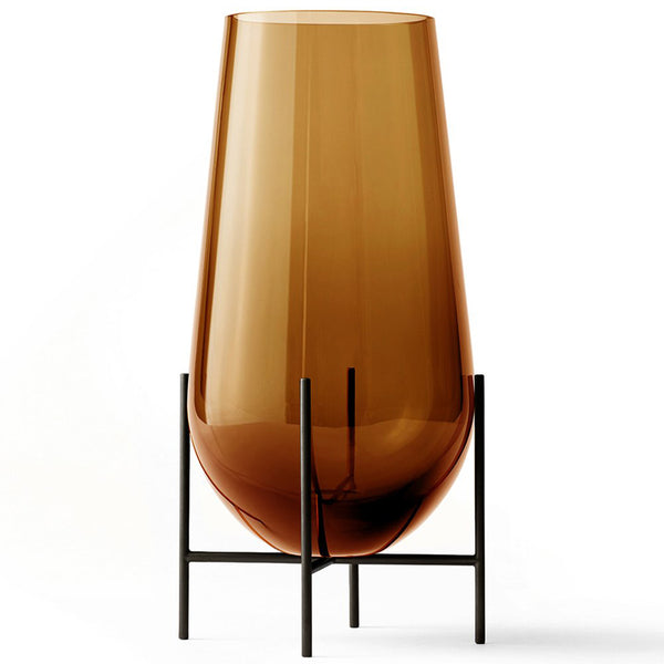 Échasse Vase Large - Bronzed brass, Amber glass