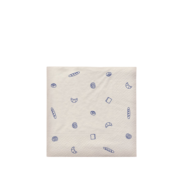 Napkin Bread Paper - Off White / Blue