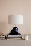 Hebe Lamp Small - Deep Blue with Natural Lampshade