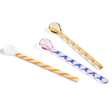 Glass Spoons Spice Set of 3 - Amber, light pink and white