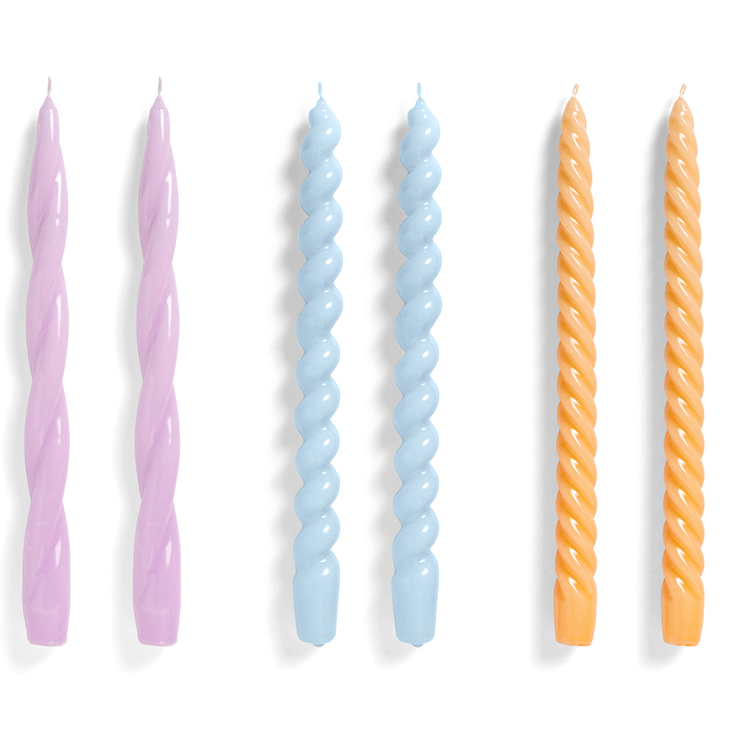 Set de 6 lumânări Long - Lila, Bleu, Piersică