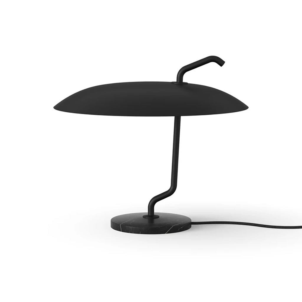 Lampă Model 537 - Structură neagră, reflector negru, bază marmură neagră