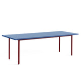 Two-Colour Rectangular Dining Table - Maroon red, Blue