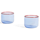 Tint Glass Set of 2 Light blue with red rim