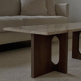 Androgyne Lounge Table, Dark stained oak / Kunis breccia sand