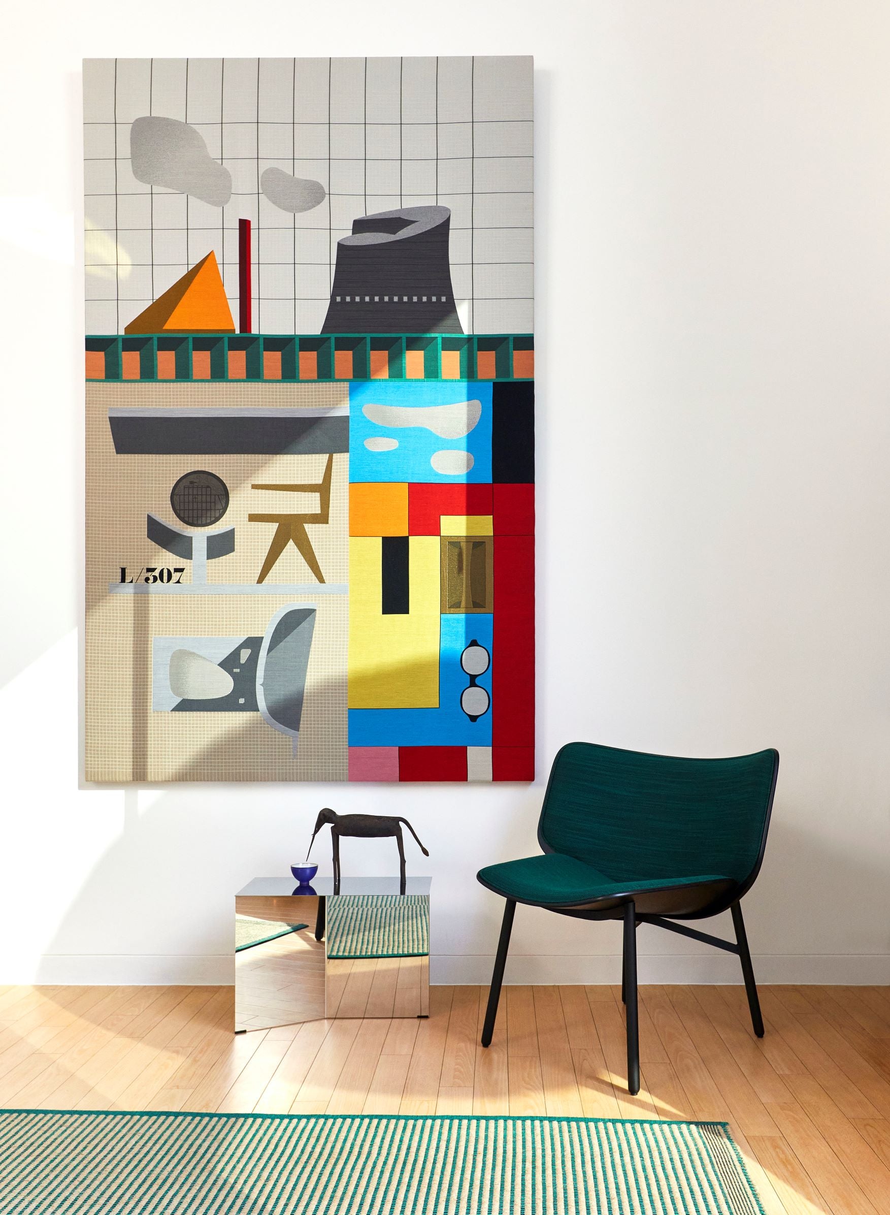 Oblong Slit Side Table - Mirror